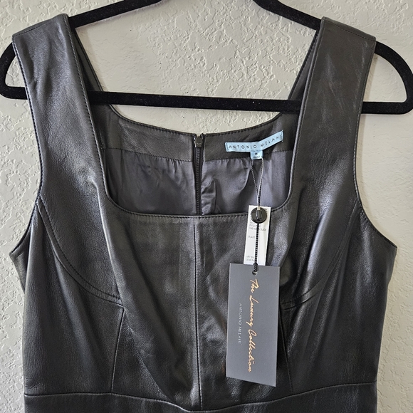 Antonio Melani Black Leather MIDI Dress Size 8 - Picture 6 of 8